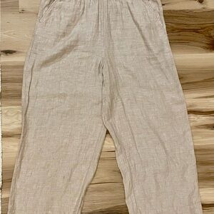 Tahari Light Beige Linen Pants
